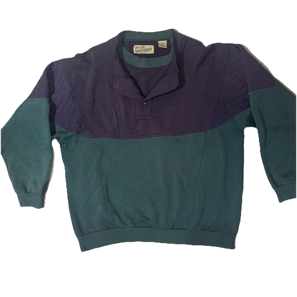 VTG Sears Roebuck Pullover Henley Crewneck Sweatshirt Sz M Preppy Retro 90s